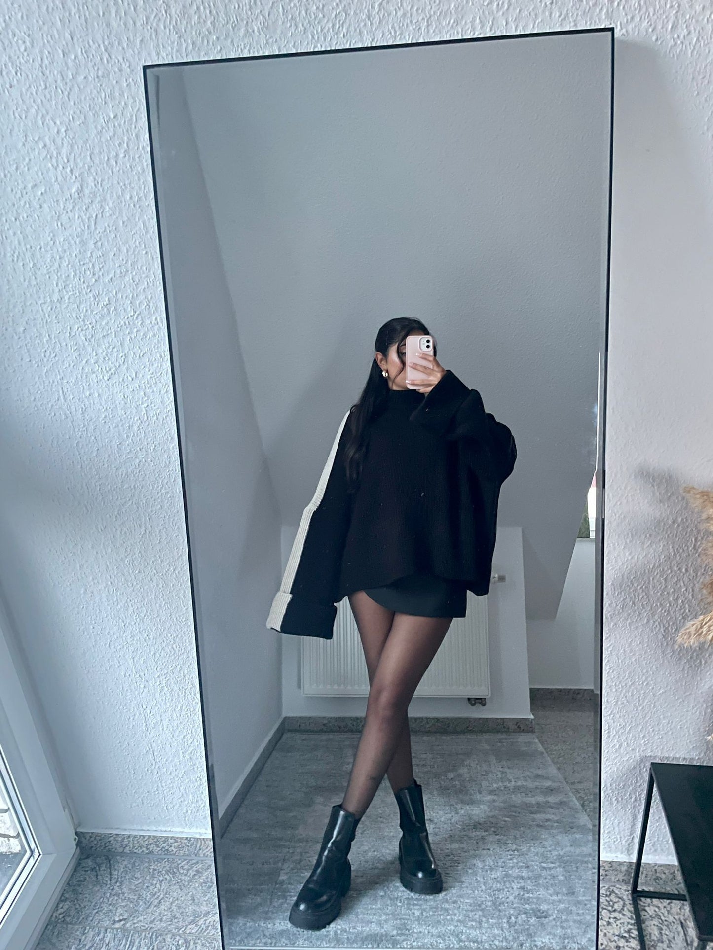 Oversize Pullover mit Streifen am Ärmel