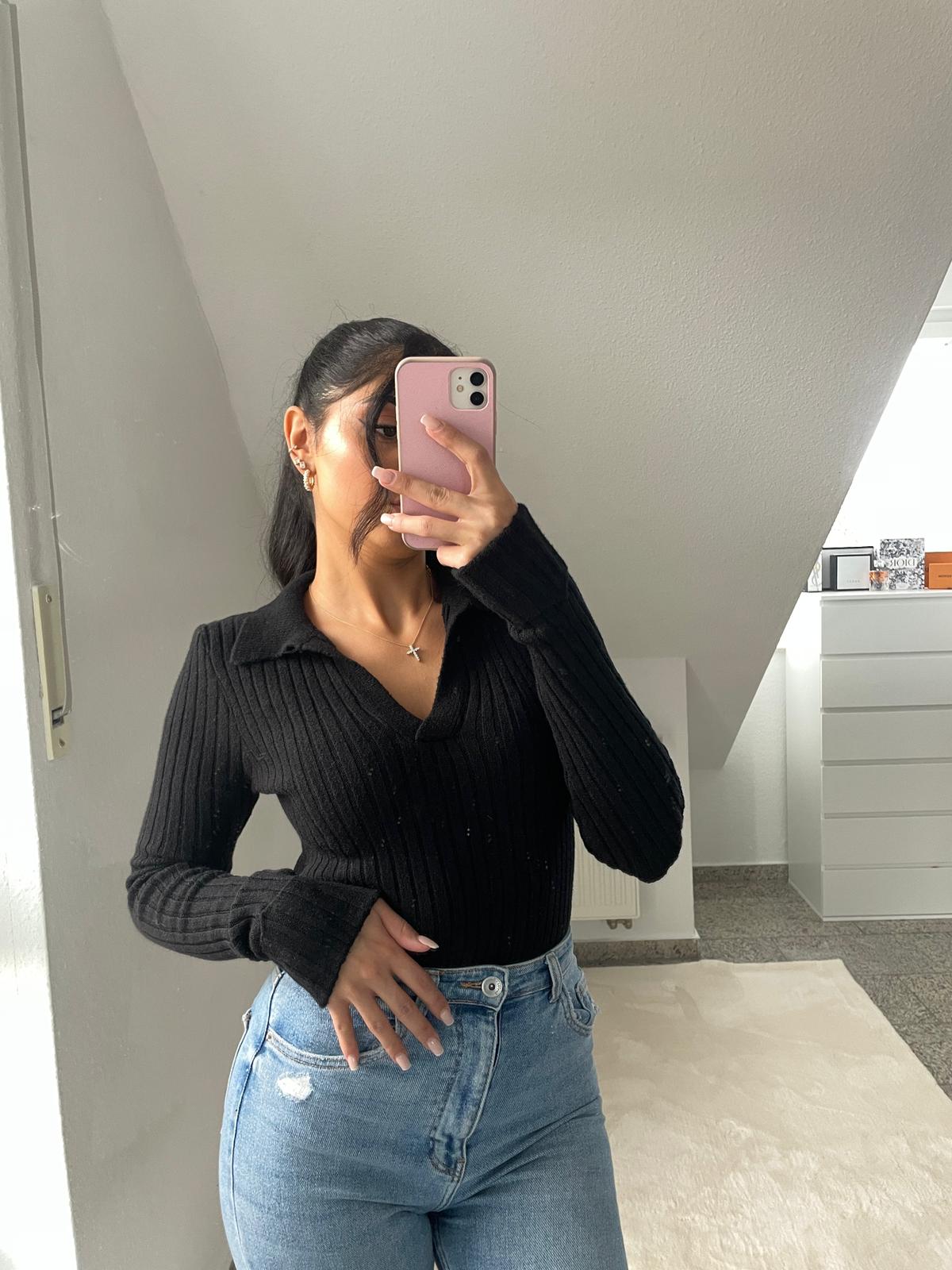 Strickpullover V-Kragen