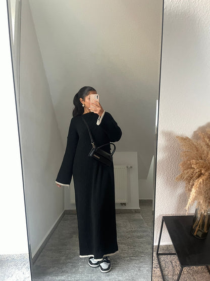 Maxi Strickkleid mit abgesetzte Ziernaht